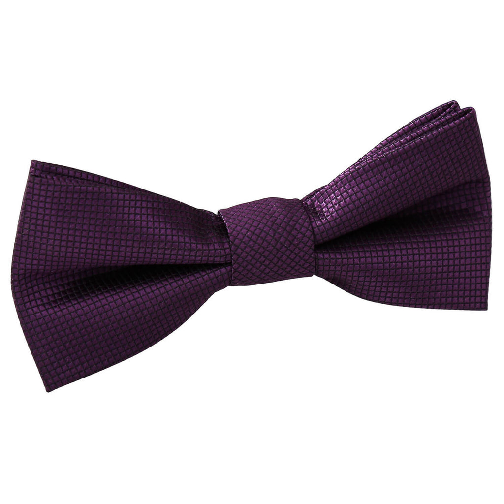 Boys Cadbury Purple Solid Check Pre Tied Bow Tie