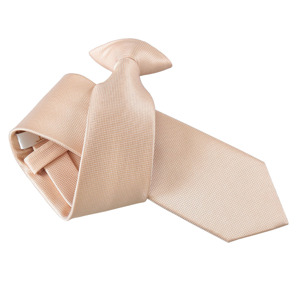 Champagne Solid Check Clip On Slim Tie