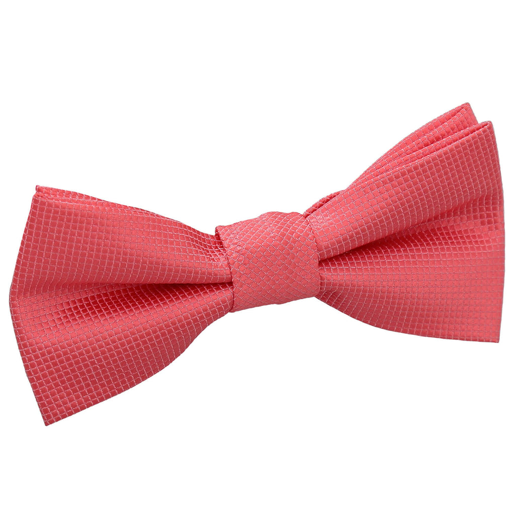 Boys Coral Solid Check Pre Tied Bow Tie