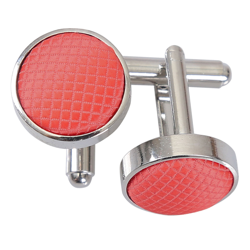 Coral Solid Check Cufflinks