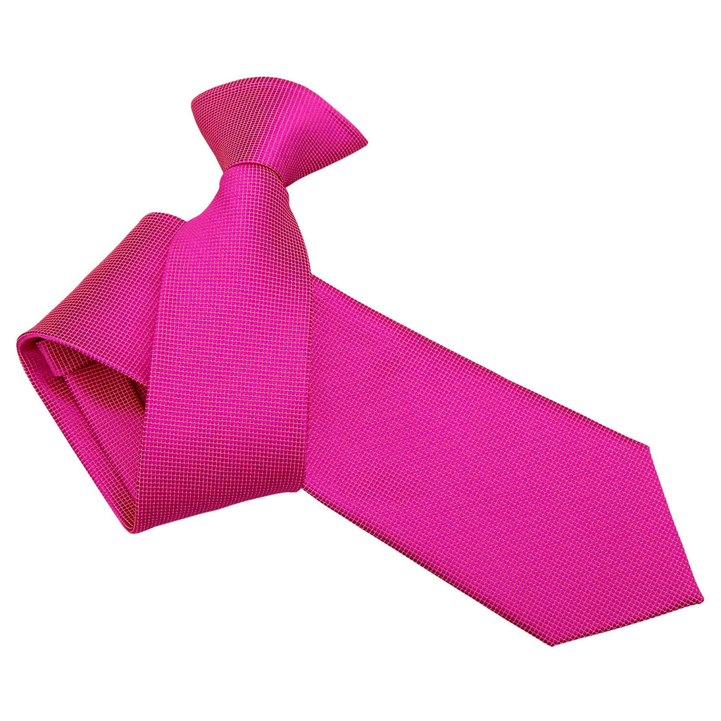 Fuchsia Pink Solid Check Clip On Slim Tie