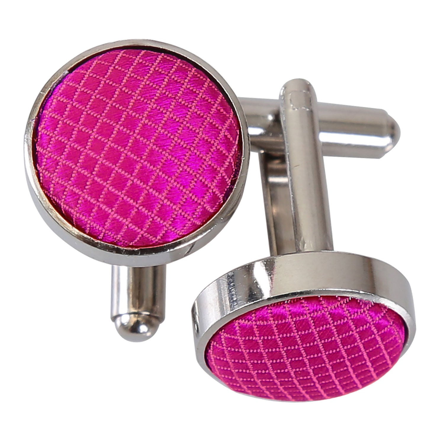 Fuchsia Pink Solid Check Cufflinks