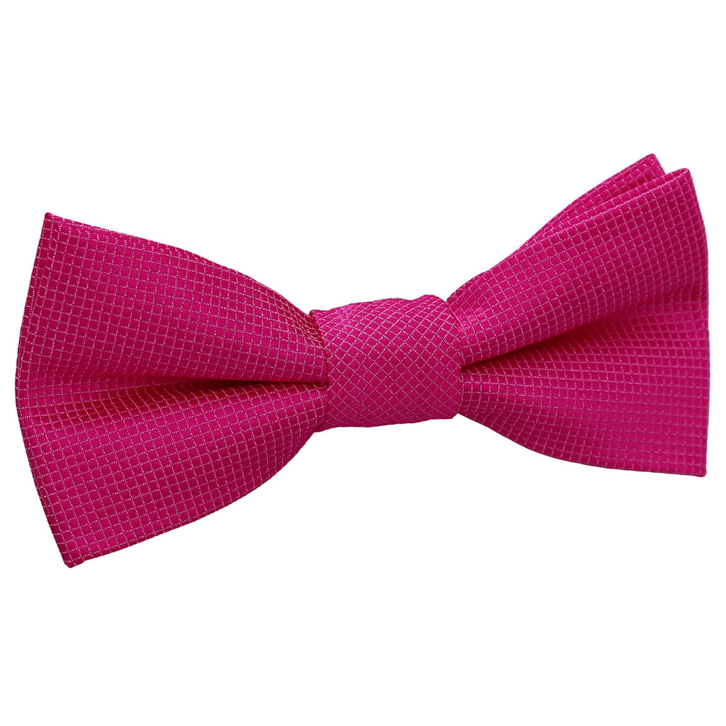 Boys Fuchsia Pink Solid Check Pre Tied Bow Tie