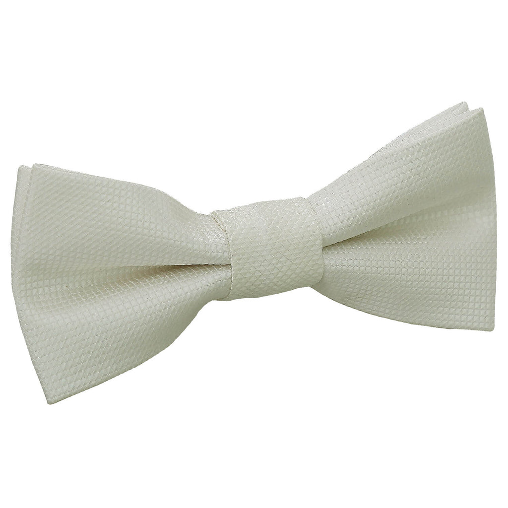 Boys Ivory Solid Check Pre Tied Bow Tie