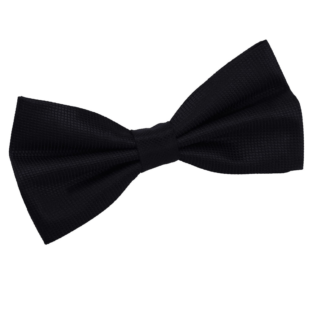 Black Solid Check Pre Tied Bow Tie