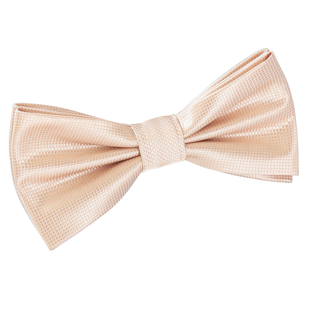 Champagne Solid Check Pre Tied Bow Tie