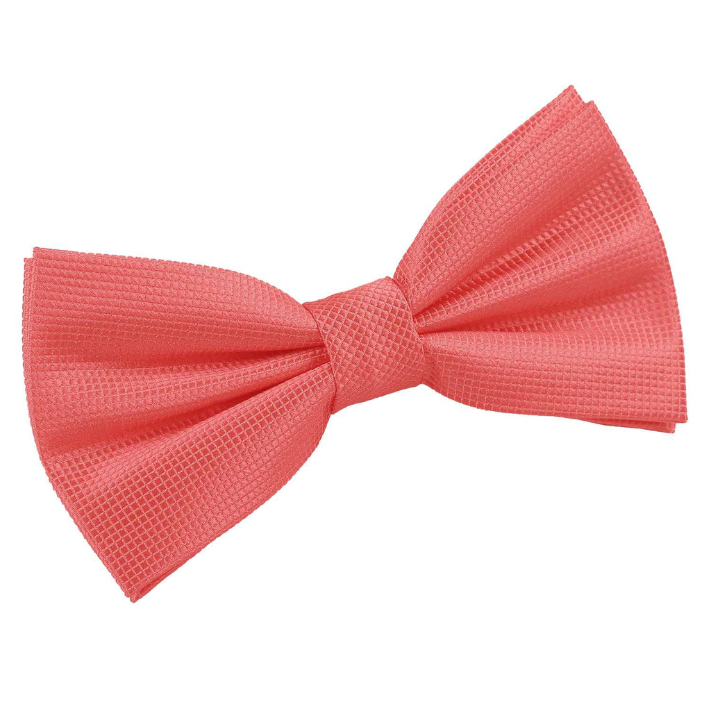 Coral Solid Check Pre Tied Bow Tie