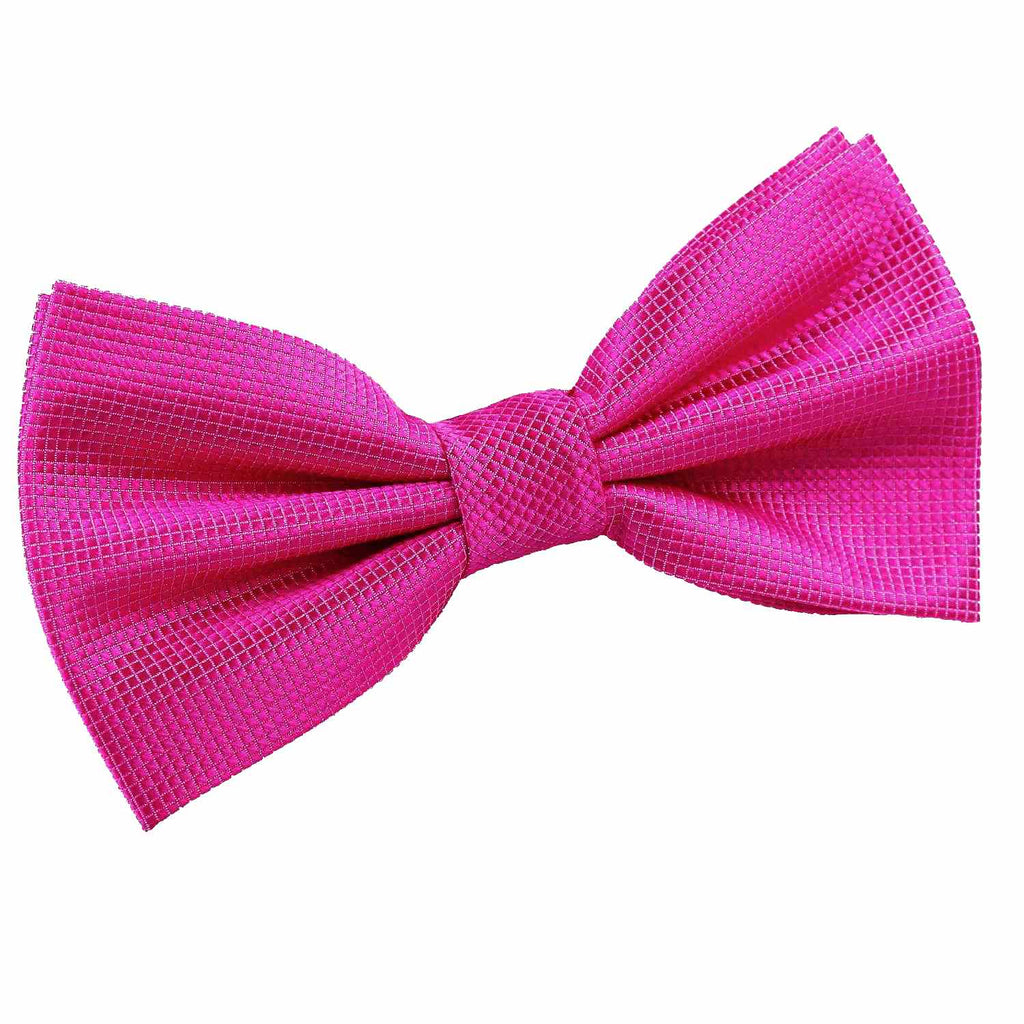 Fuchsia Pink Solid Check Pre Tied Bow Tie