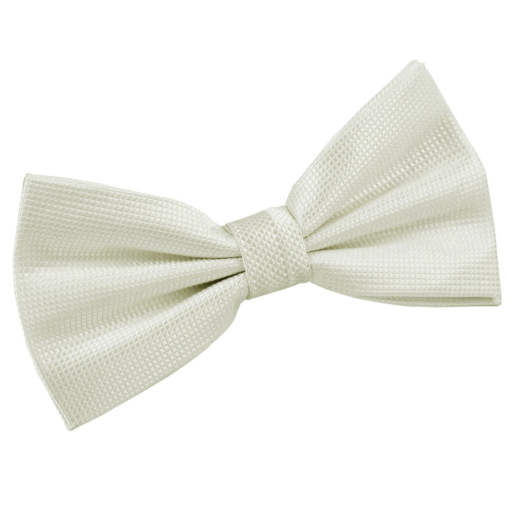 Ivory Solid Check Pre Tied Bow Tie