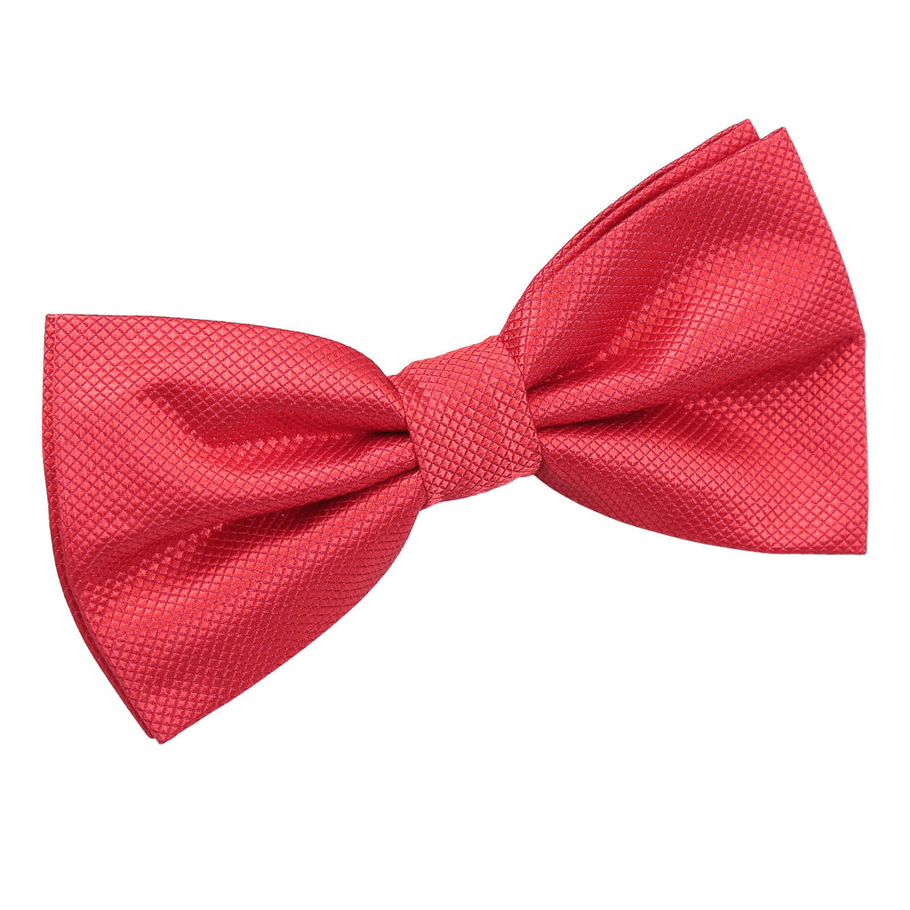 Red Solid Check Pre Tied Bow Tie