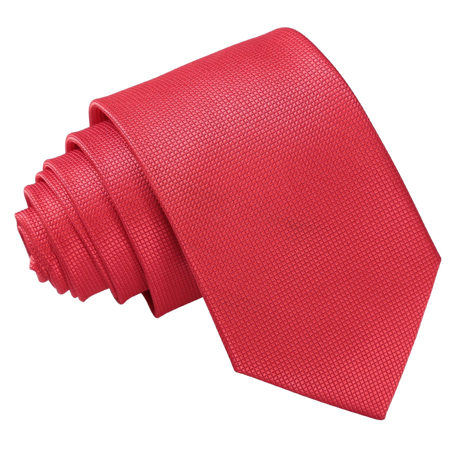 Solid Check Slim Tie - Coral - Well Dapper