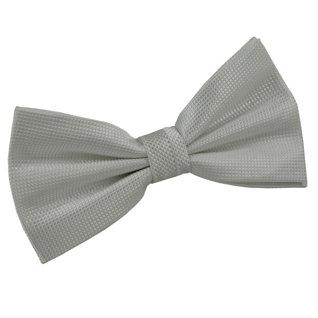 Silver Solid Check Pre Tied Bow Tie