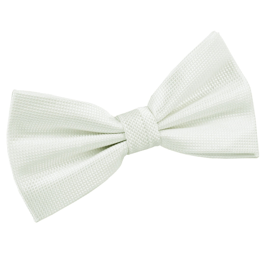 White Solid Check Pre Tied Bow Tie