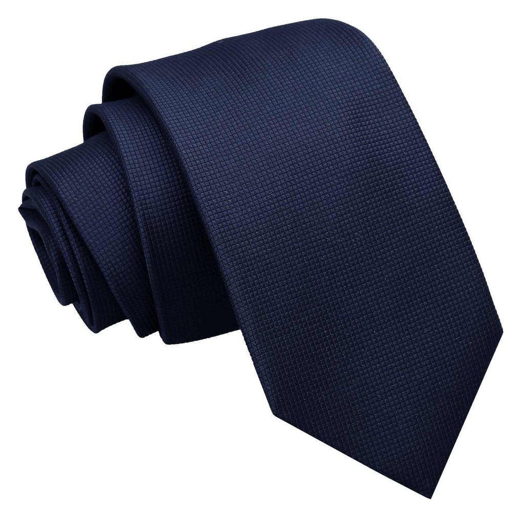 Navy Blue Solid Check Slim Tie