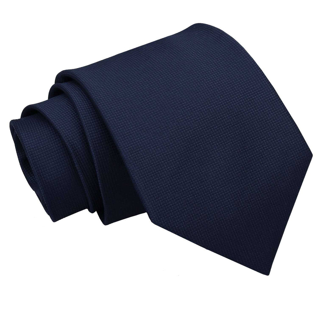 Navy Blue Solid Check Classic Tie