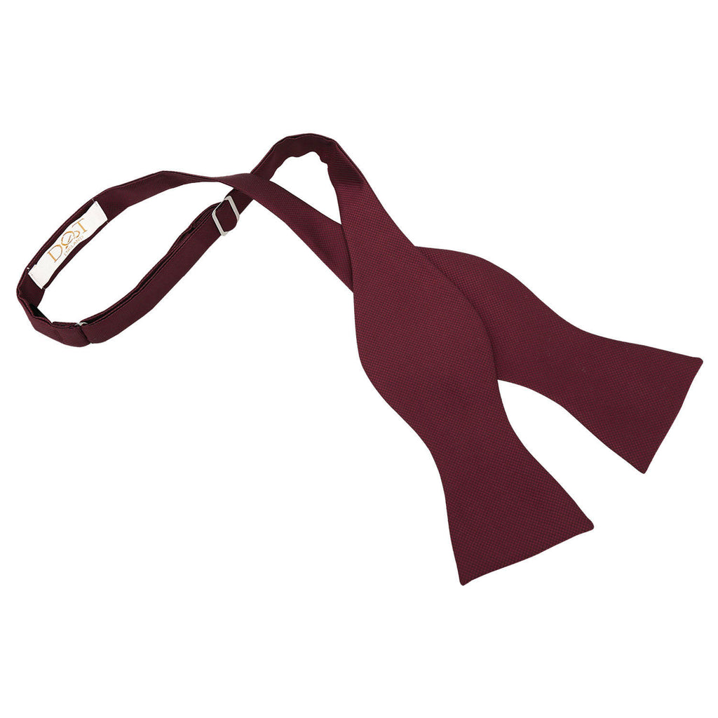 Burgundy Solid Check Self Tie Bow Tie