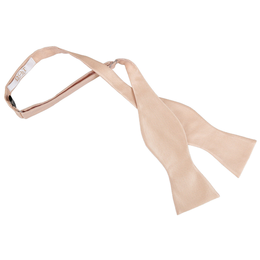 Champagne Solid Check Self Tie Bow Tie