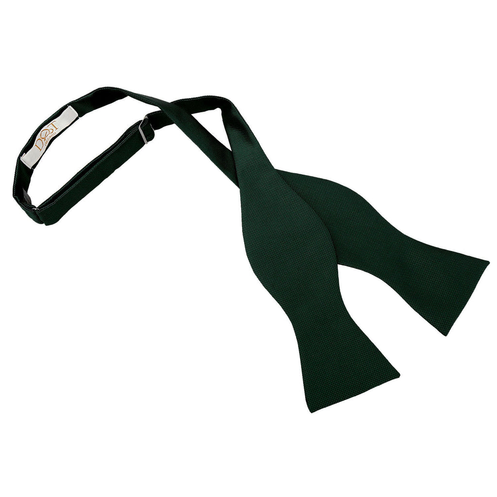 Dark Green Solid Check Self Tie Bow Tie