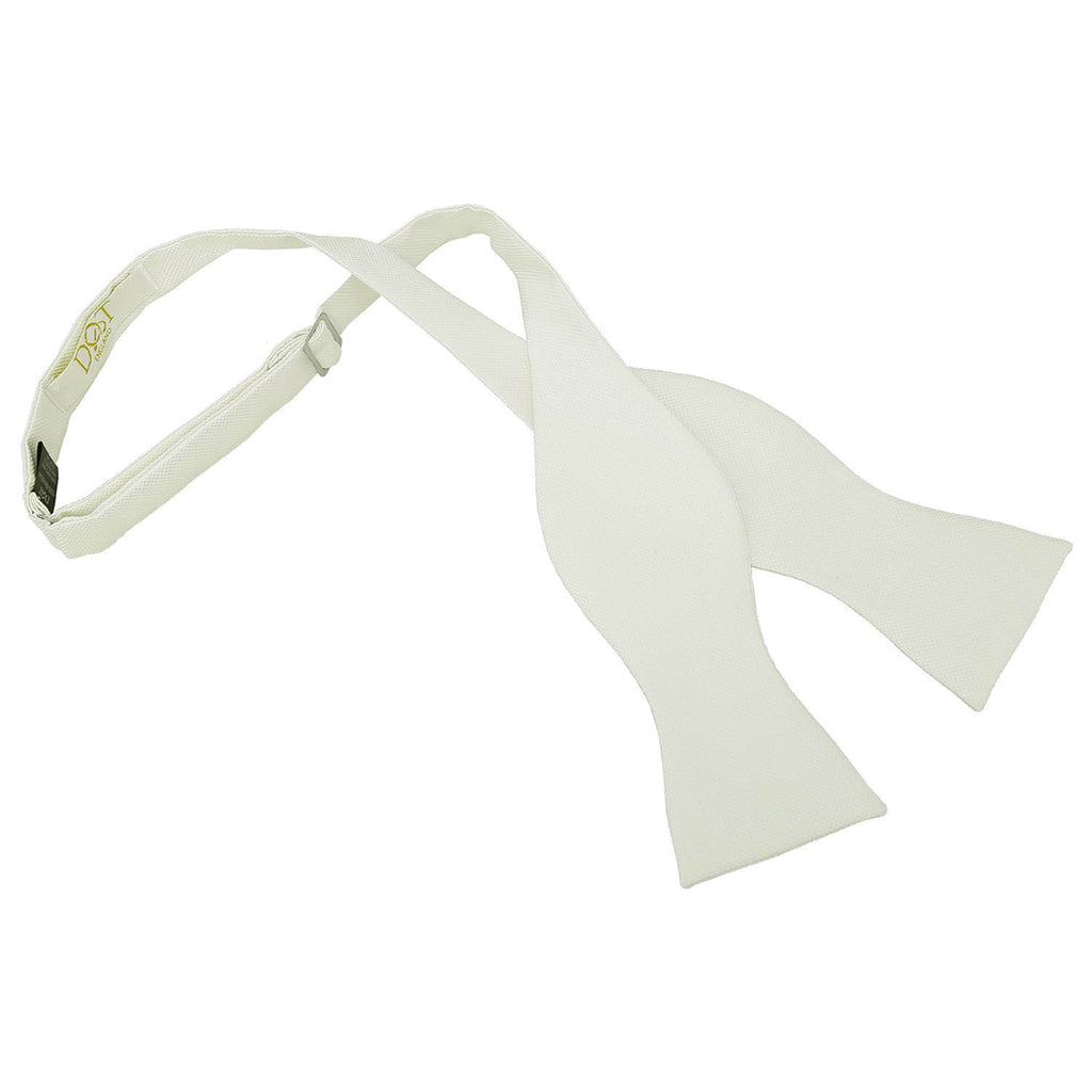 Ivory Solid Check Self Tie Bow Tie