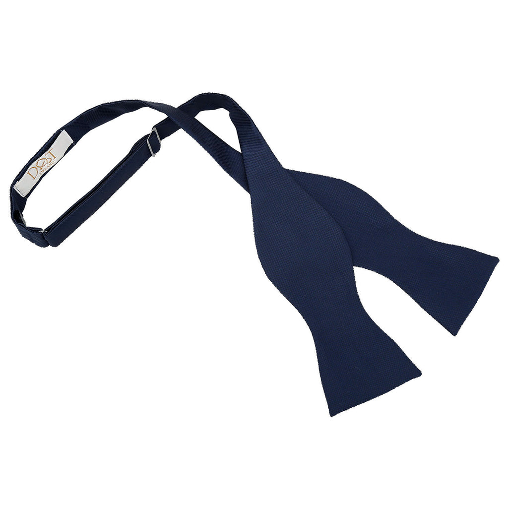 Navy Blue Solid Check Self Tie Bow Tie