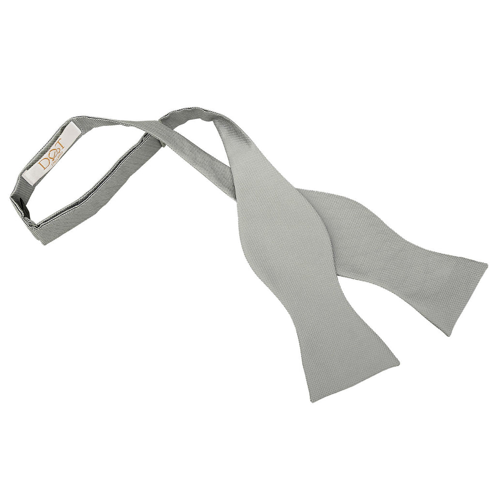 Silver Solid Check Self Tie Bow Tie