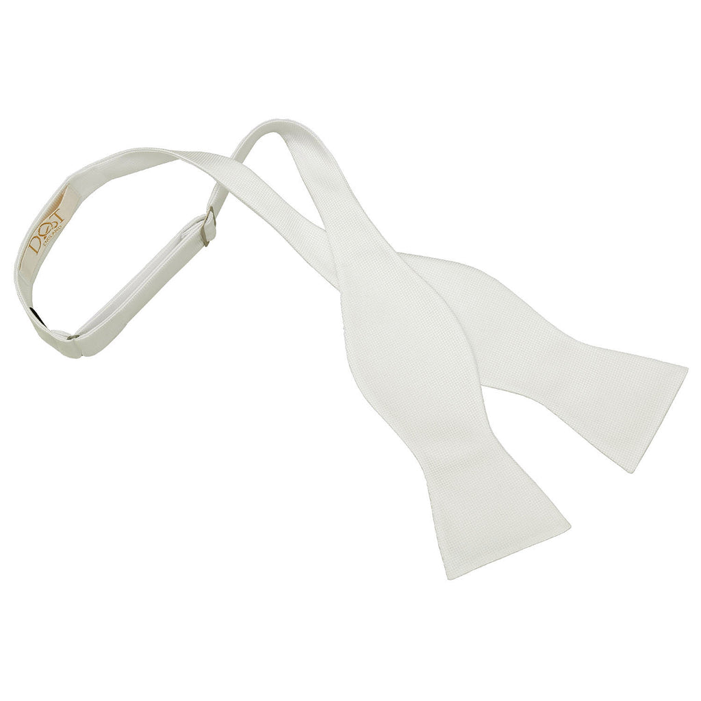 White Solid Check Self Tie Bow Tie