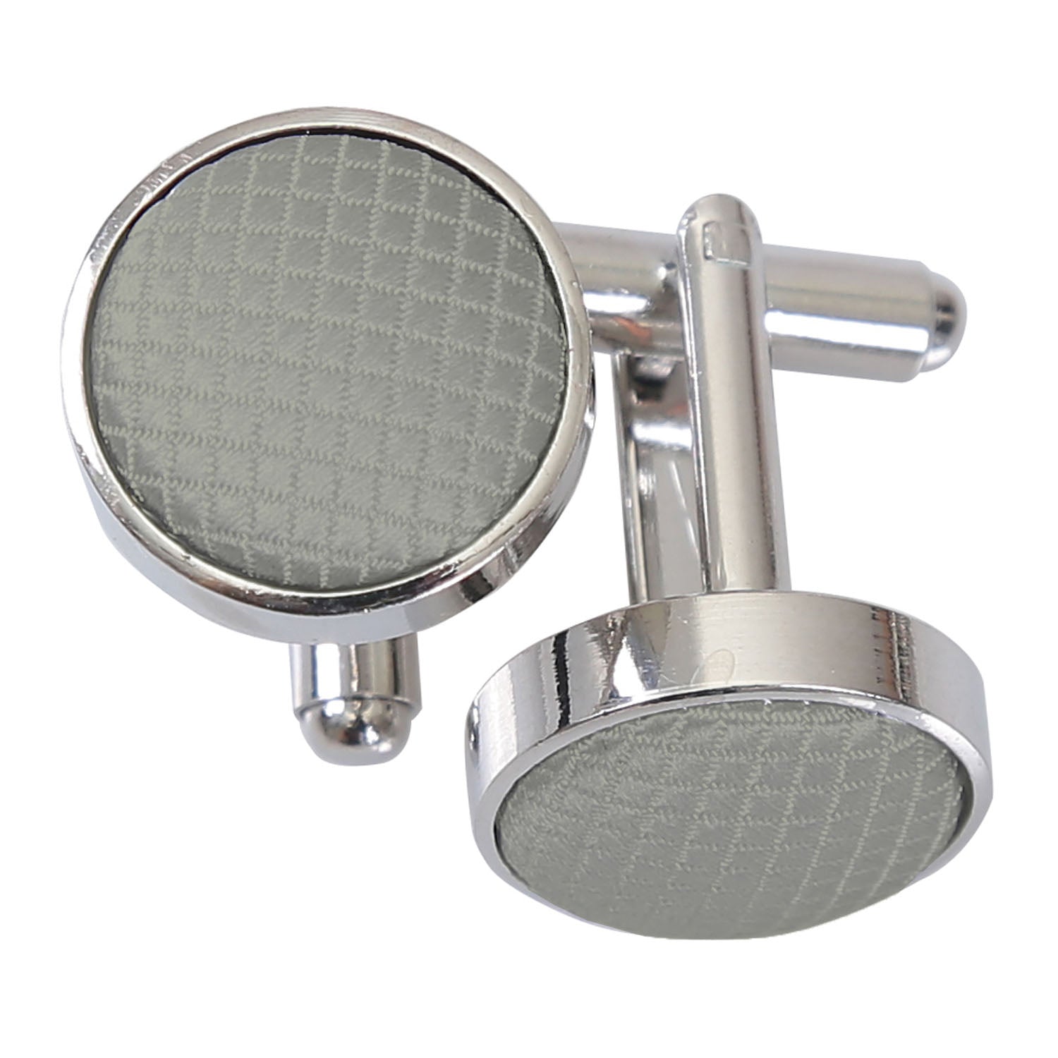 Silver Solid Check Cufflinks