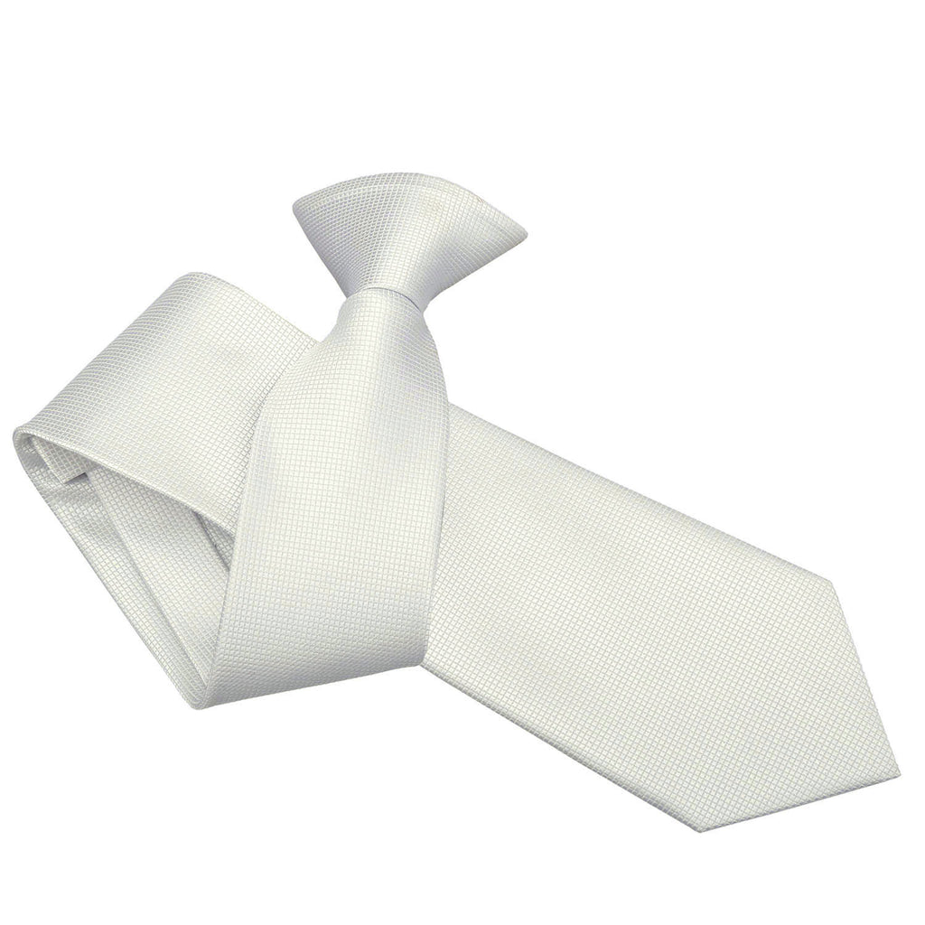 White Solid Check Clip On Slim Tie