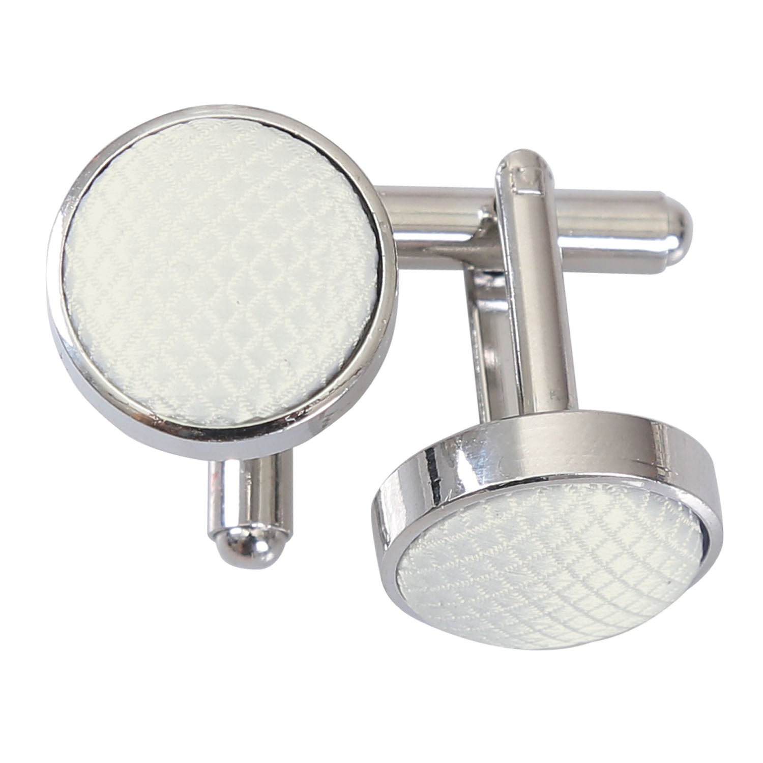 Solid Check Cufflinks - Silver - Well Dapper