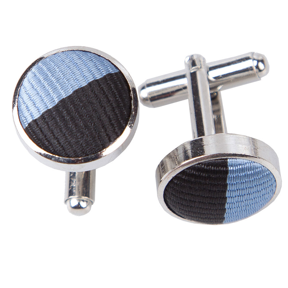 Striped Cufflinks - Royal Blue and White - Well Dapper