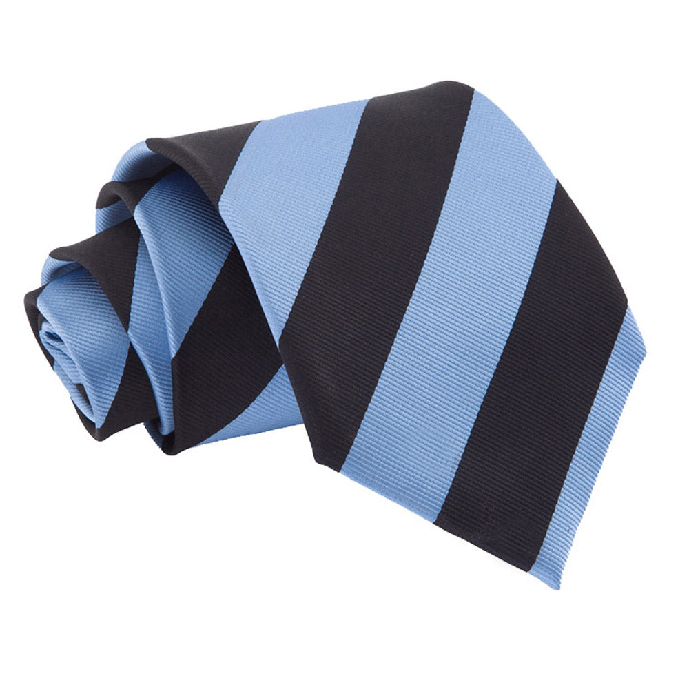 Baby Blue and Black Striped Classic Tie
