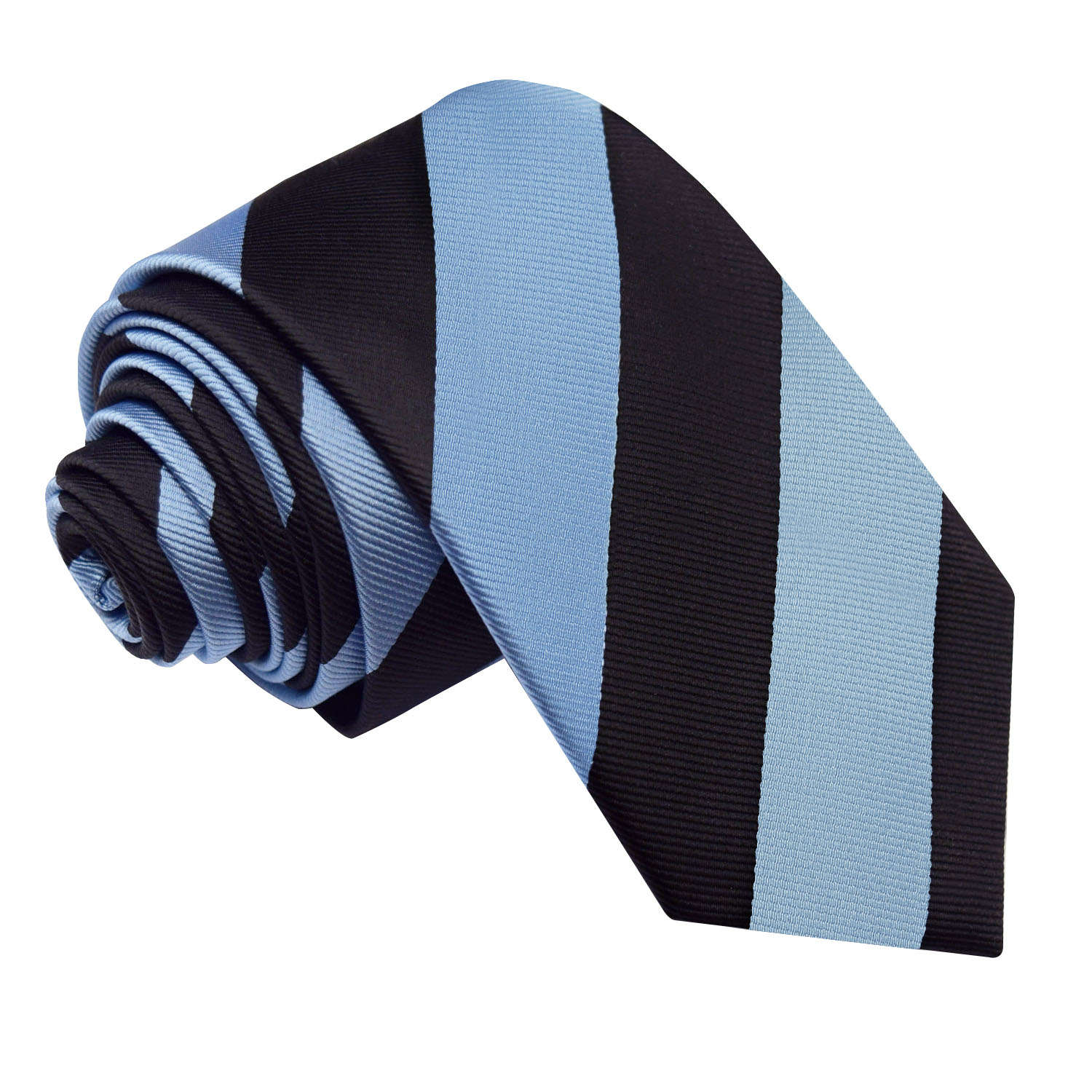 Baby Blue and Black Striped Slim Tie