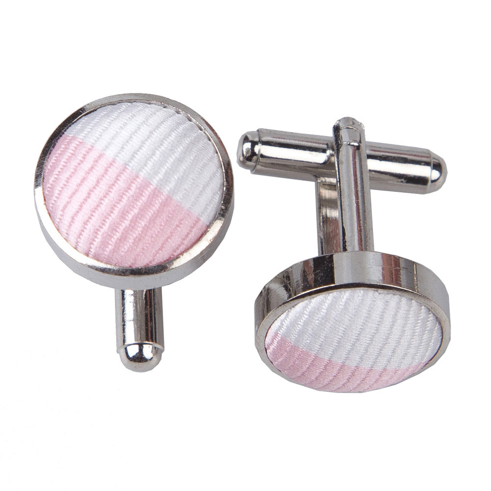 Striped Cufflinks - Royal Blue and White - Well Dapper