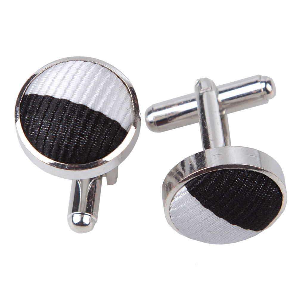 Striped Cufflinks - Royal Blue and White - Well Dapper