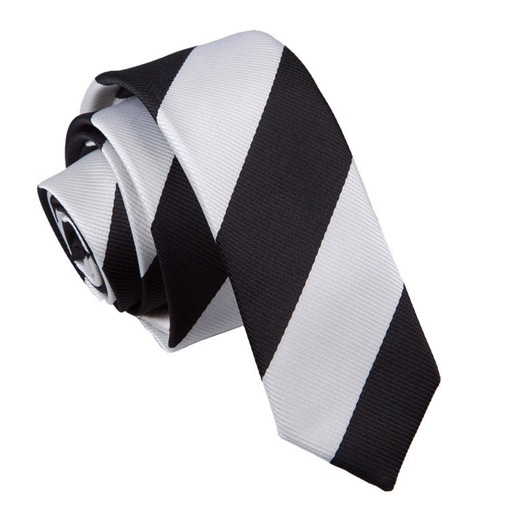 Striped Skinny Tie - Baby Blue and Black - Well Dapper