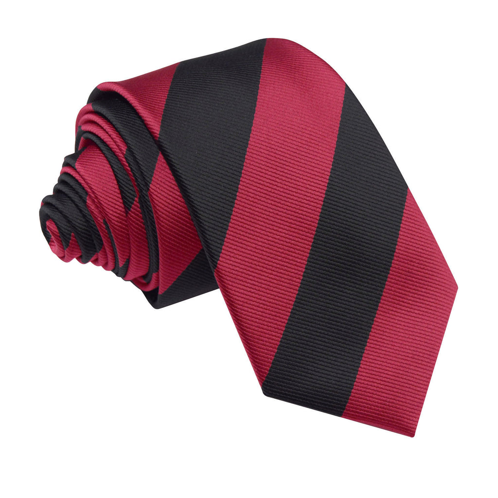 Burgundy and Black Striped Slim Tie