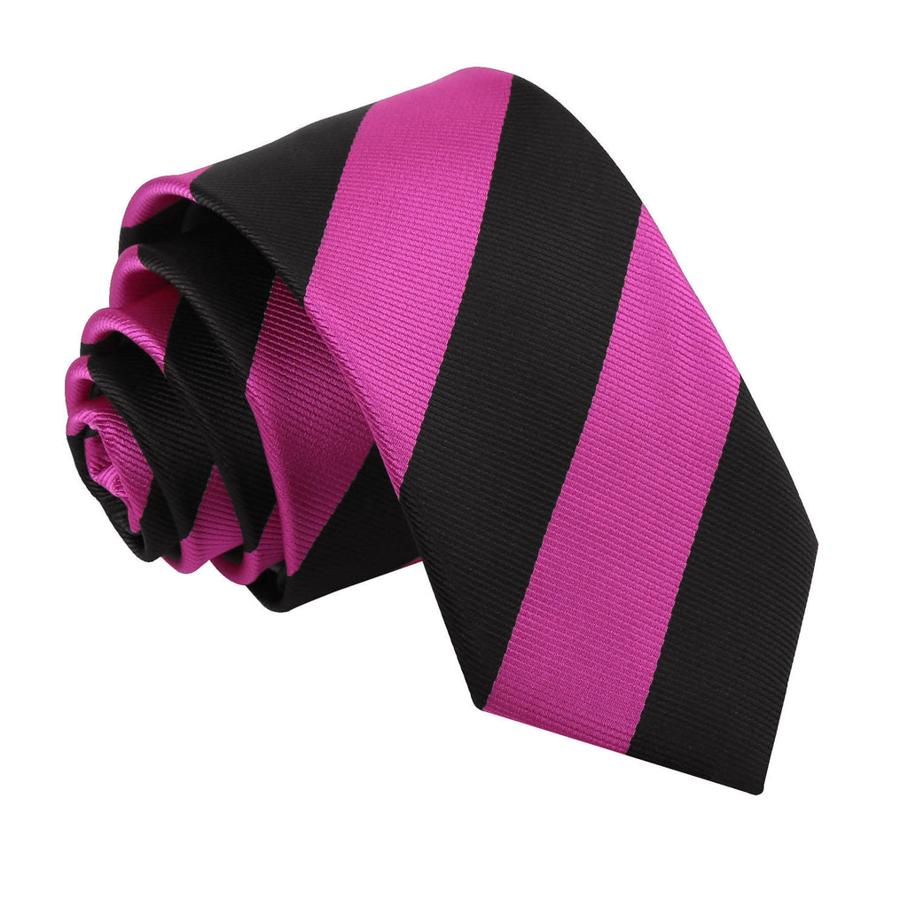 Hot Pink and Black Striped Slim Tie