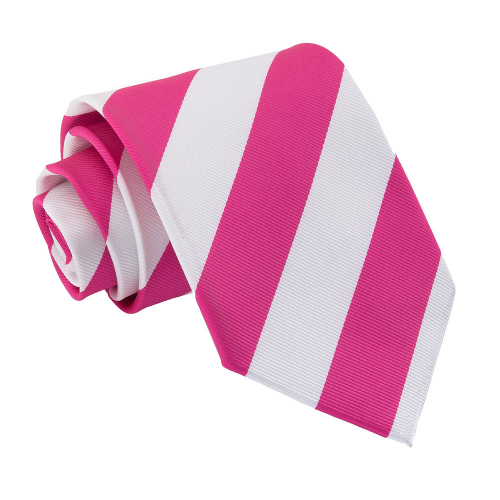 Hot Pink and White Striped Classic Tie