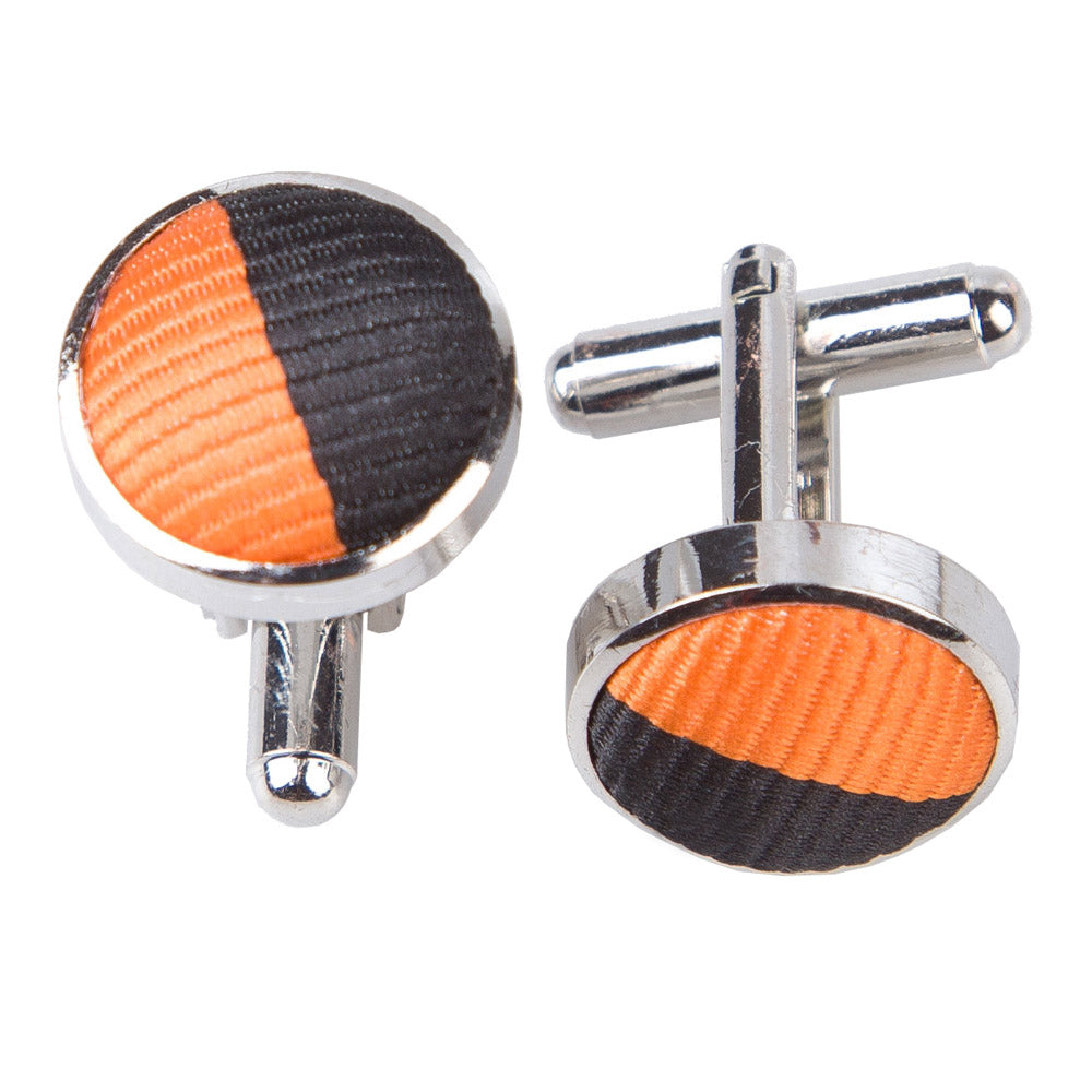 Striped Cufflinks - Orange and White - Well Dapper