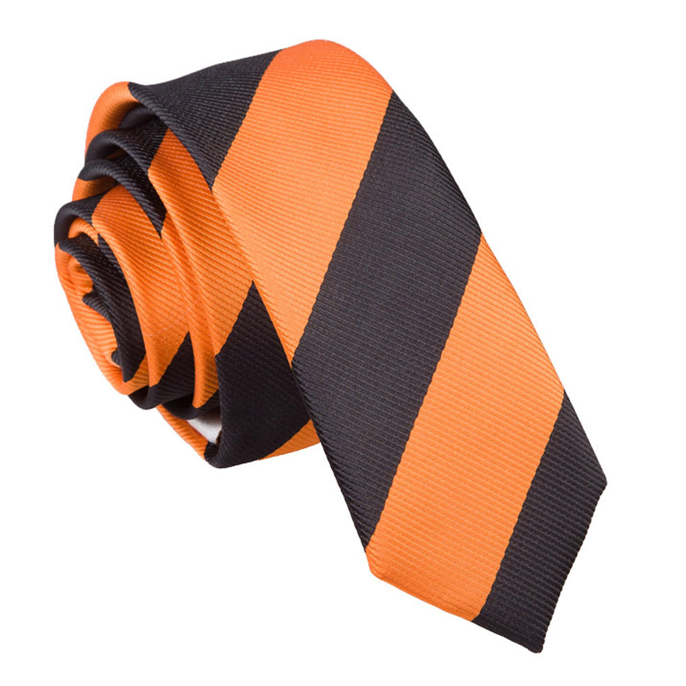 Orange and Black Striped Skinny Tie