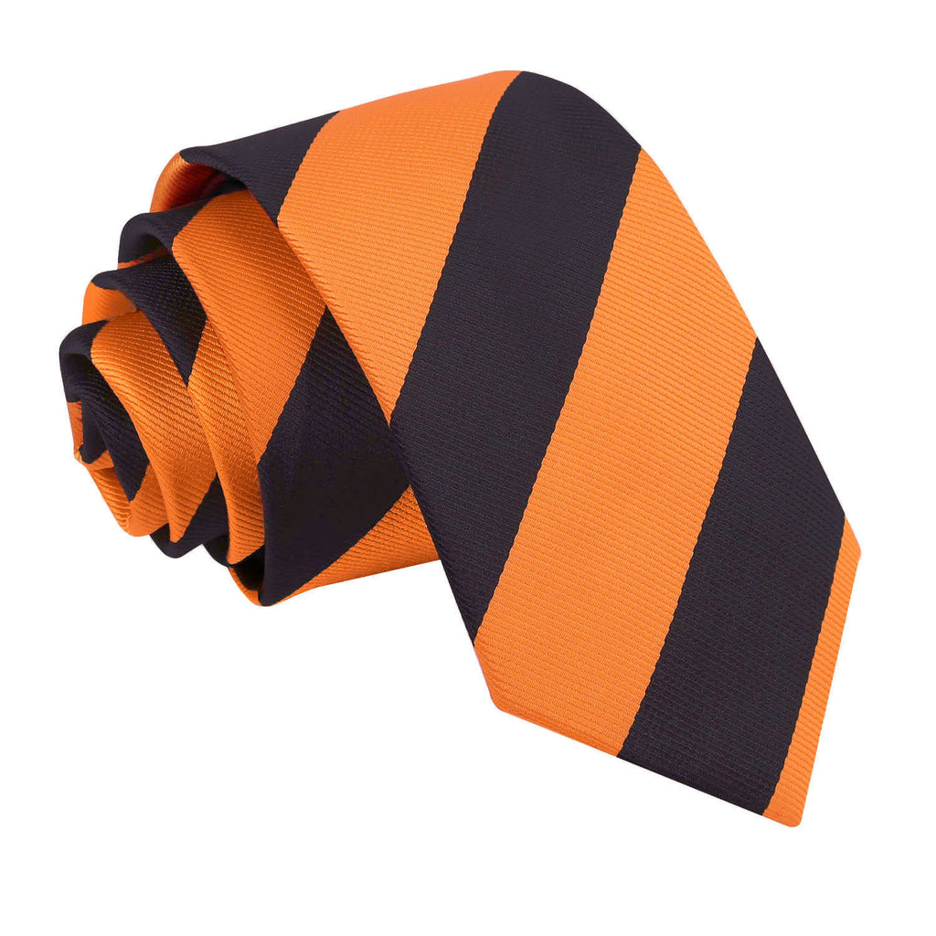 Orange and Black Striped Slim Tie