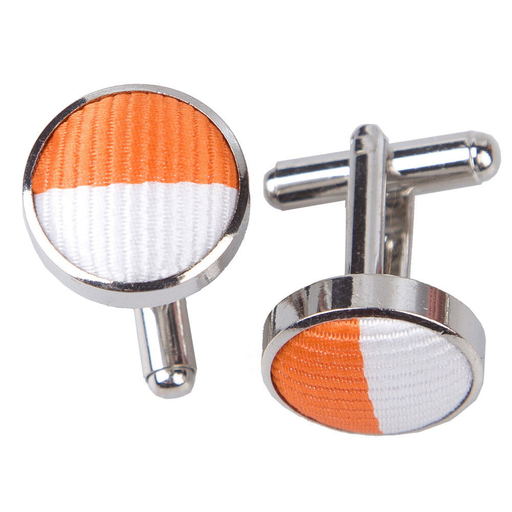 Striped Cufflinks - Orange and Black - Well Dapper