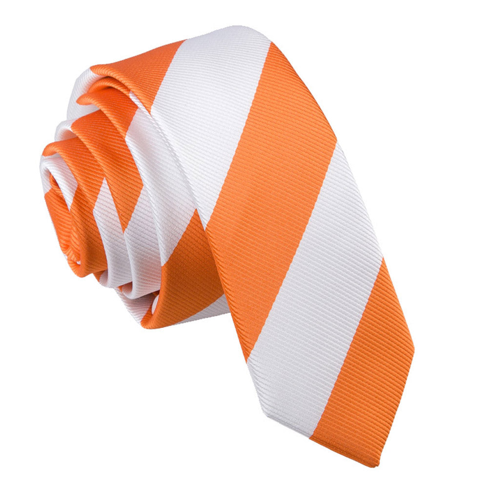 Orange and White Striped Skinny Tie