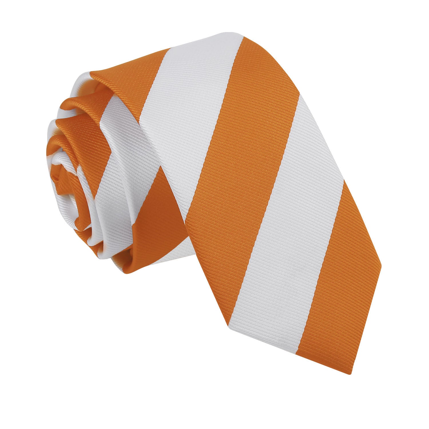 Orange and White Striped Slim Tie