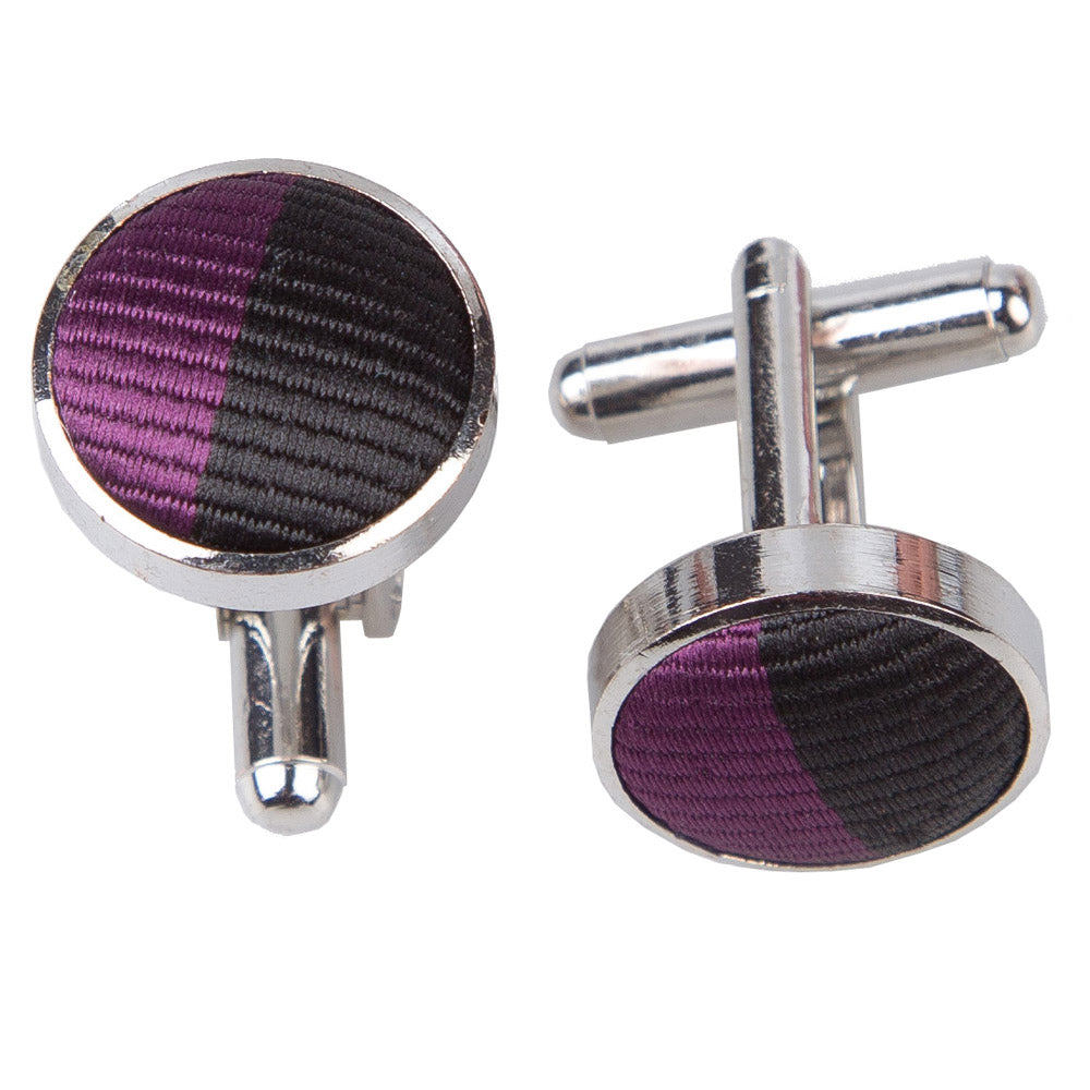 Striped Cufflinks - Purple and White - Well Dapper