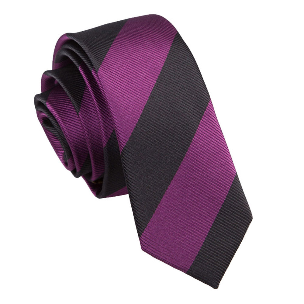 Purple and Black Striped Skinny Tie