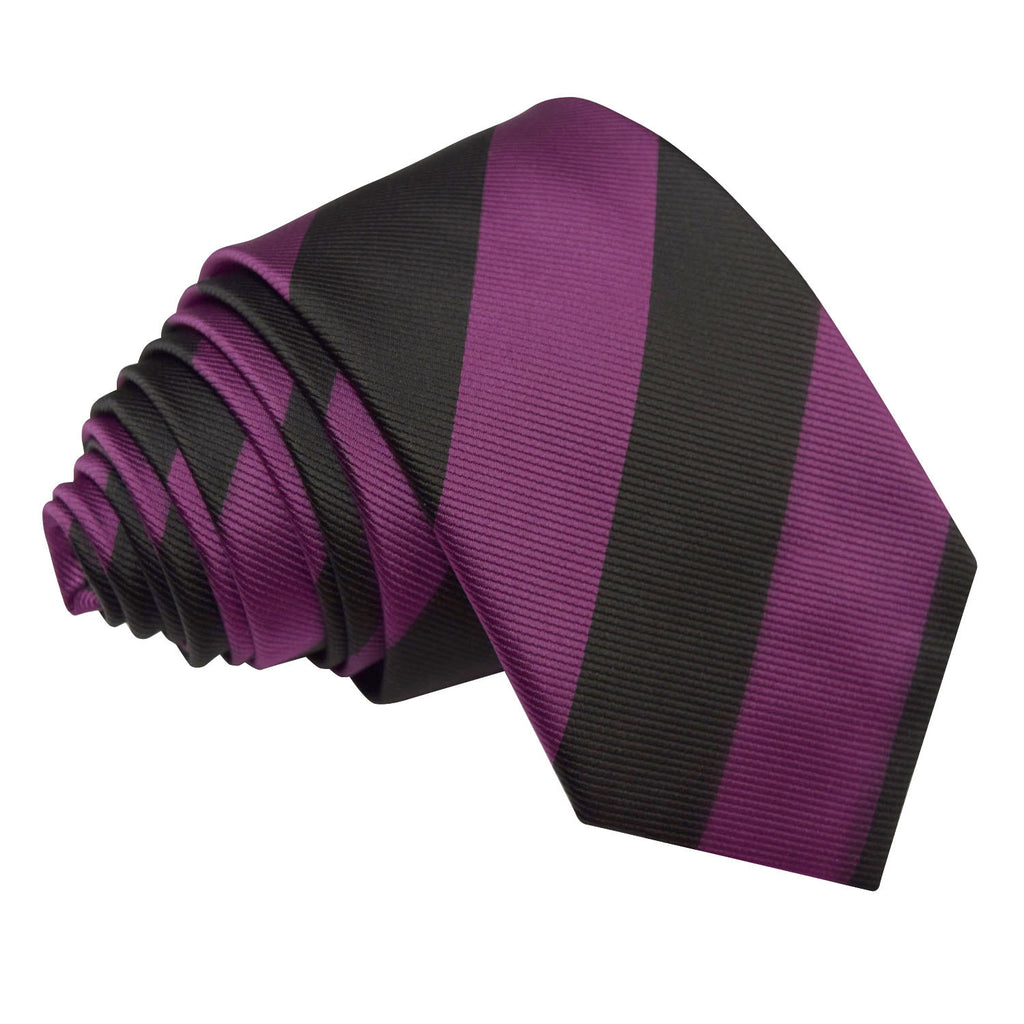 Purple and Black Striped Slim Tie