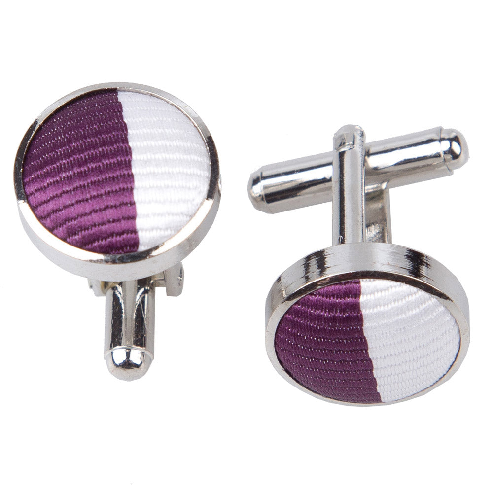 Purple and White Striped Cufflinks