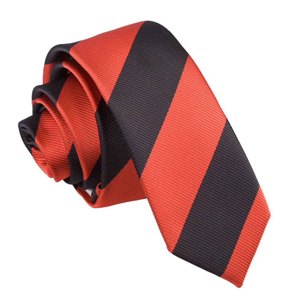 Striped Skinny Tie - Orange and White - Well Dapper