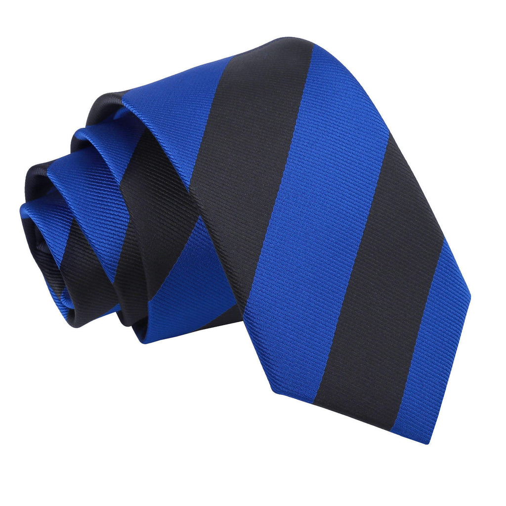 Royal Blue and Black Striped Slim Tie